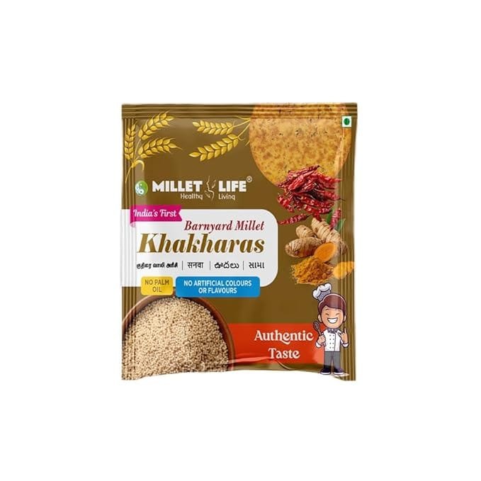 Millet Life – Millet Khakhra | Barnyard Millet Khakhra | Glutten Free | No Maida | No Palm Oil | Pack 1-250g