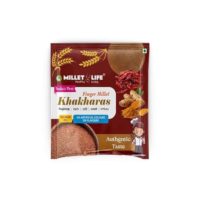 Millet Life | Millet Khakhra | Finger Millet Khakhra | Glutten Free | No Maida | No Palm Oil | Pack 1-250 g